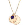 Gold Personalised Necklace with Double Disc + Birthstone - Lulu + Belle Jewellery