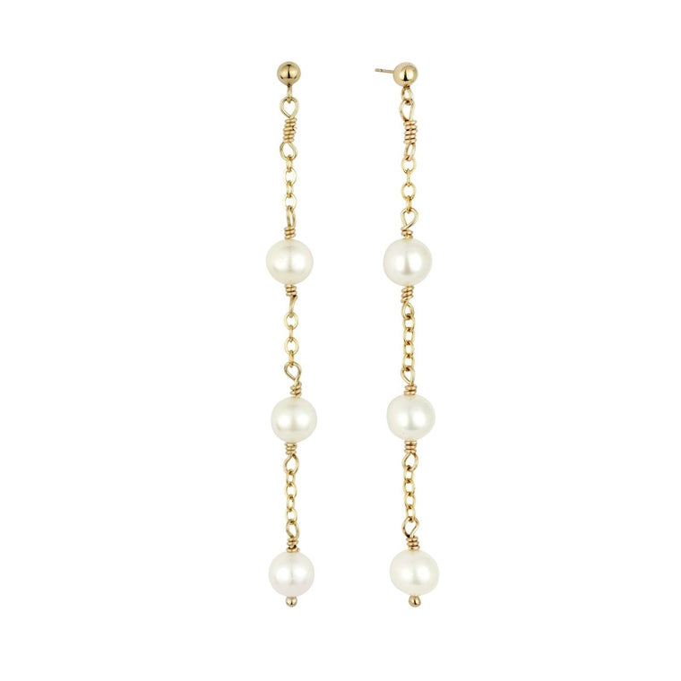 ISABELLE Long Pearl Earrings Gold or Silver - Lulu + Belle Jewellery