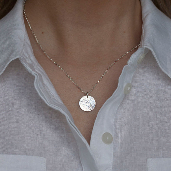Large Hammered Disc with Initial in Silver - Lulu + Belle Jewellery