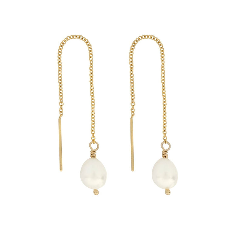 LILI Pearl Threader Earrings - Gold or Silver - Lulu + Belle Jewellery