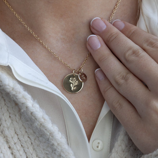 Lily pendant with initial gold - Lulu + Belle Jewellery