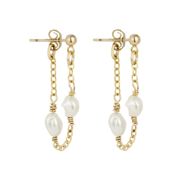 LOLA Keishi Pearl Chain Earrings Gold or Silver - Lulu + Belle Jewellery