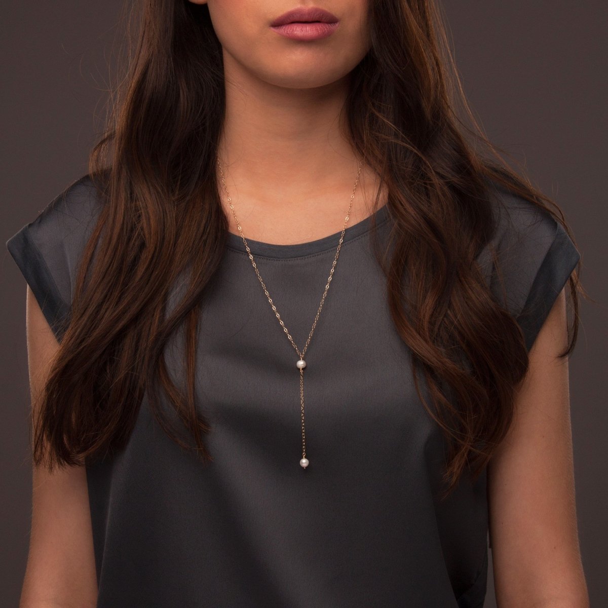 Long Freshwater Pearl Necklace Silver - Lulu + Belle Jewellery