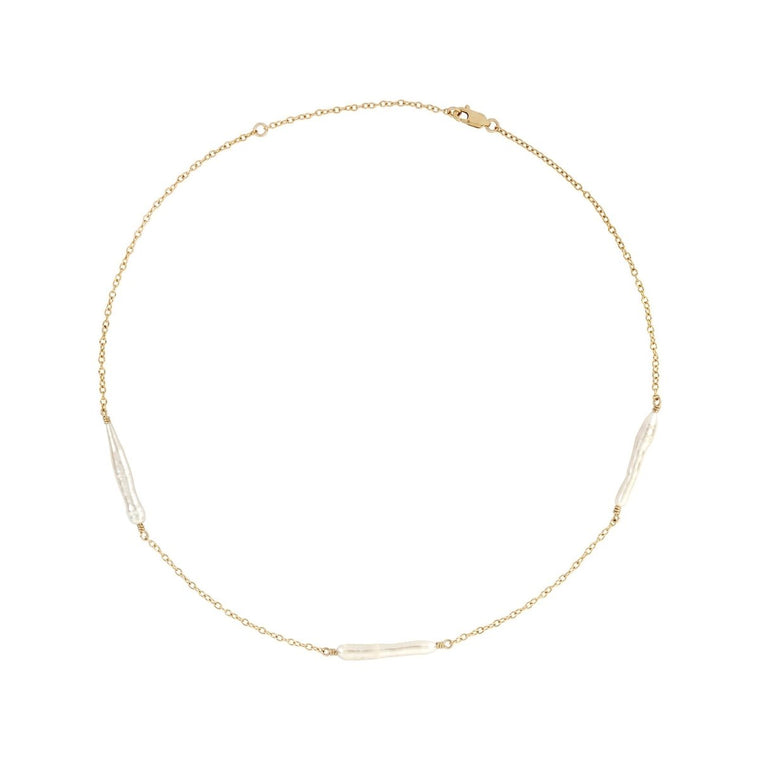 LULU Shimmering Stick Pearl Necklace Gold or Silver - Lulu + Belle Jewellery