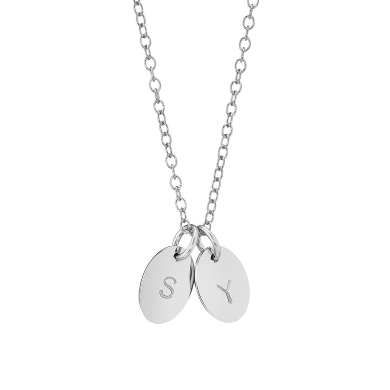 Oval initial necklace two or more discs silver - Lulu + Belle Jewellery
