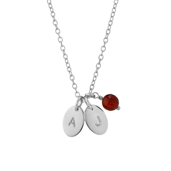 Oval initial necklace two or more discs silver - Lulu + Belle Jewellery