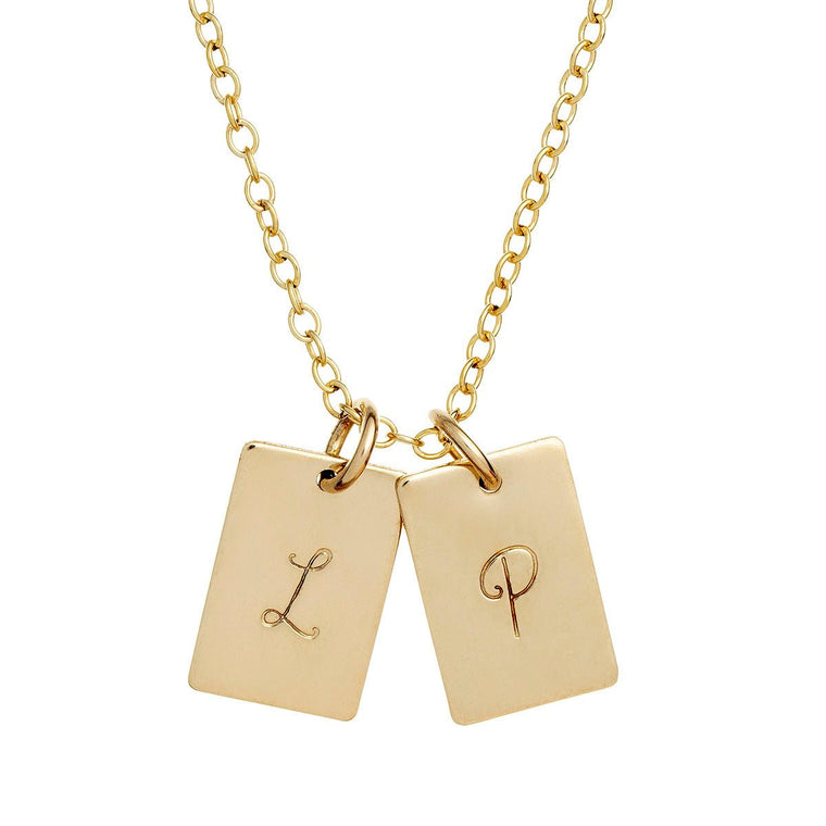 Rectangular Initial Necklace Multiple Pendants - Lulu + Belle Jewellery