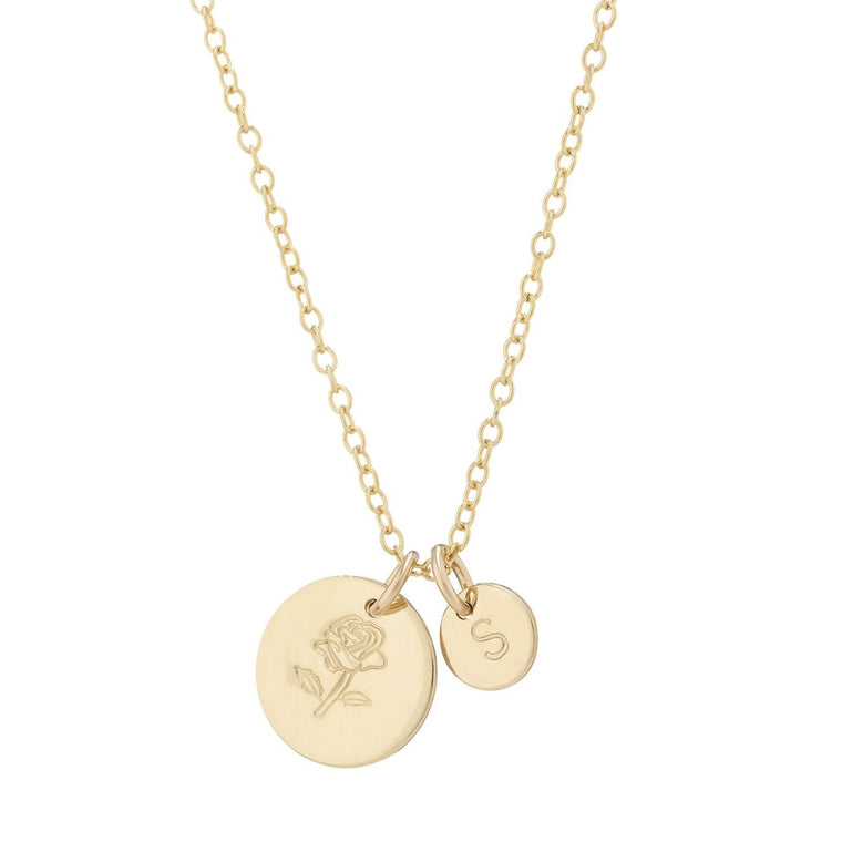 Rose initial necklace gold - Lulu + Belle Jewellery