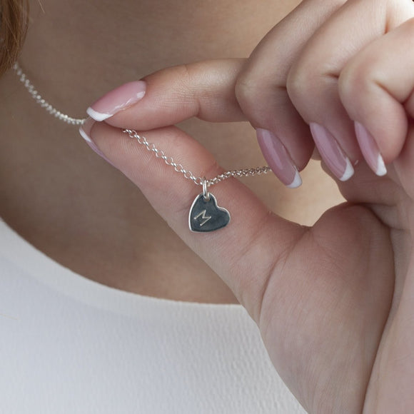 Silver heart initial necklace - Lulu + Belle Jewellery