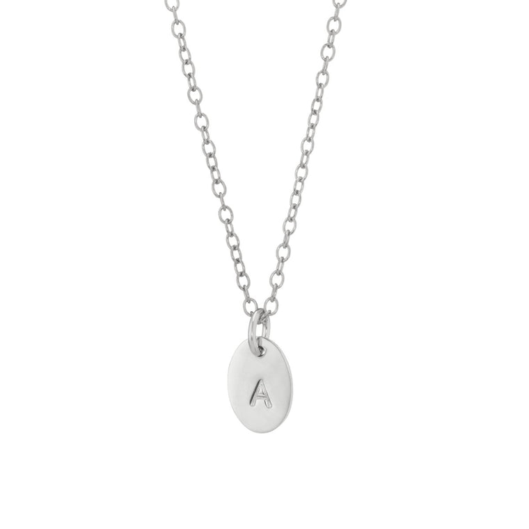 Silver oval initial necklace - Lulu + Belle Jewellery