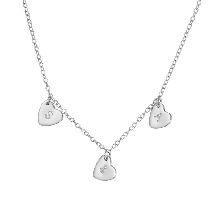 Silver personalised 3 heart necklace - Lulu + Belle Jewellery