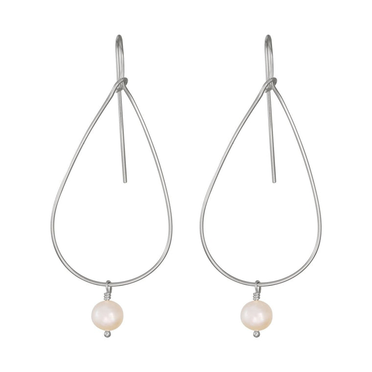 Silver Teardrop Hoops with Pearls - Lulu + Belle Jewellery